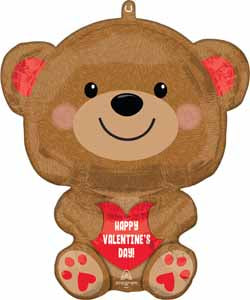 Cuddly Bear Valentine's Day Foil Balloon, 18 Inch