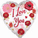 I Love You Satin Flowers 18" Heart Foil Balloon