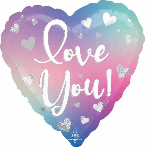 Love You Ombre 18-Inch Heart Foil Balloon