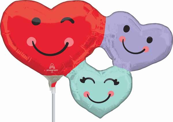 Cute Heart Trio Mini Foil Balloon