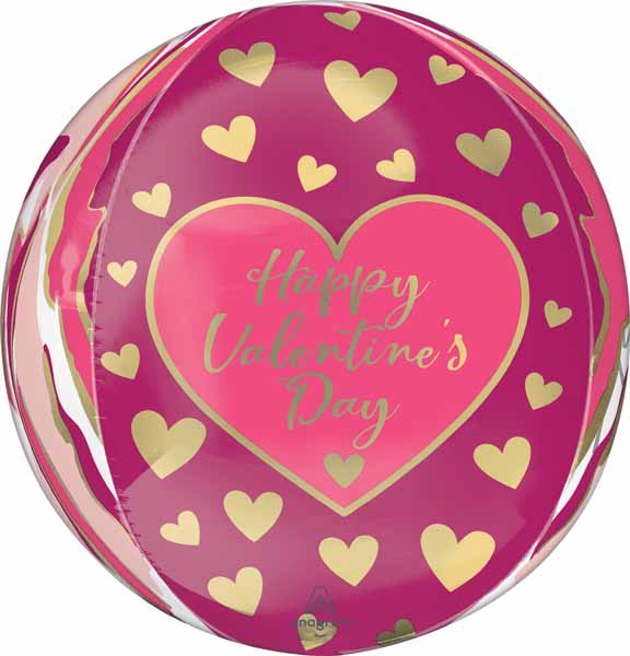 Happy Valentine's Day Abstract Marble 16" Orbz Foil Balloon