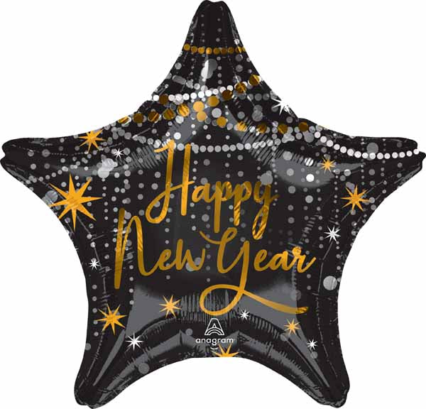Midnight Hour Happy New Year 19" Star Foil Balloon