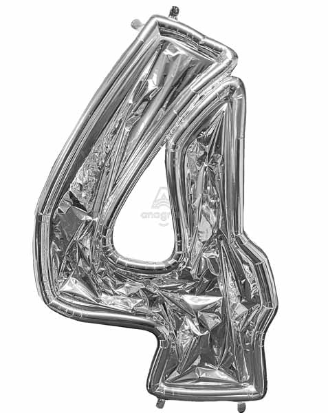 54" Silver Number 4 BalloonFormz Balloon Frame