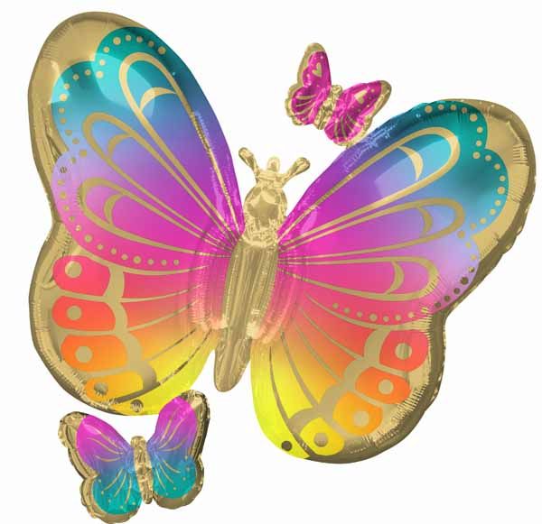 Colorful Butterflies 29-Inch Shaped Foil Balloon