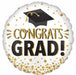 Grad Gold Glitter 18-Inch Round Foil Balloon