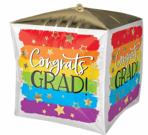 Painted Rainbow Grad 15-Inch Cubez Foil Balloon