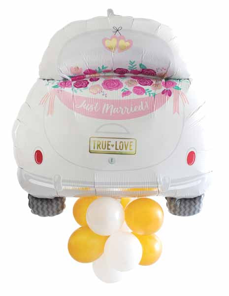 Just Married Car Shaped Foil Balloon, 37 Inch