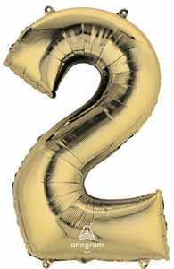 34-Inch White Gold Number 2 Balloon