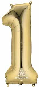 34-Inch White Gold Number 1 Balloon