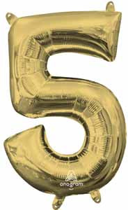 White Gold Number 5 Balloon, 16 Inch