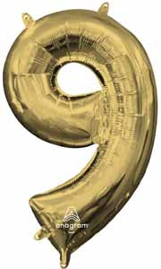 16-Inch White Gold Number 9 Foil Balloon