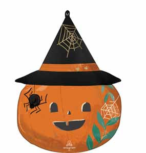 Night Witch Pumpkin 26-Inch Halloween Foil Balloon