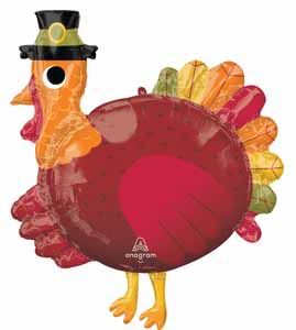 31-Inch Pilgrim Turkey SuperShape Foil Balloon