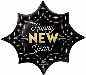 Happy New Year Glam Burst 35-Inch Foil Balloon
