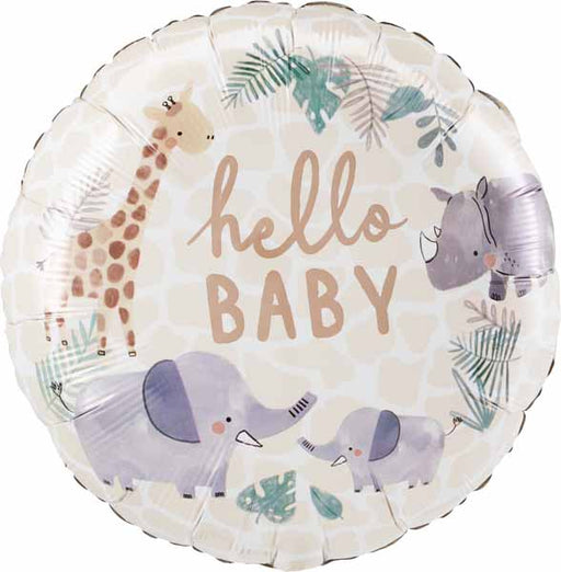 Soft Jungle Baby 18" Round Foil Balloon