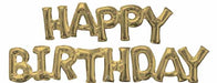 White Gold Happy Birthday Block Letter Balloon