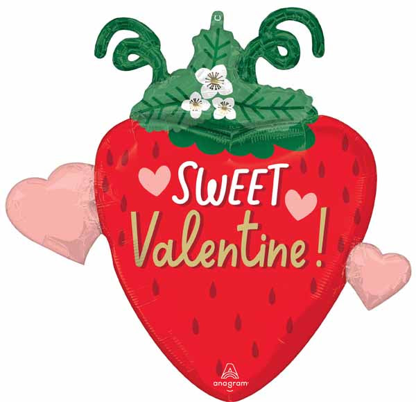 Valentine Strawberry 27-Inch Shaped Foil Balloon