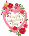 34-Inch Happy Valentine's Day Floral Foil Balloon