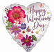 Happy Valentine's Day Pressed Flowers 18" Heart Foil Balloon