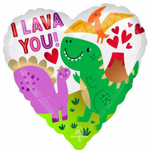 I Lava You Dinosaurs 18" Heart Foil Balloon