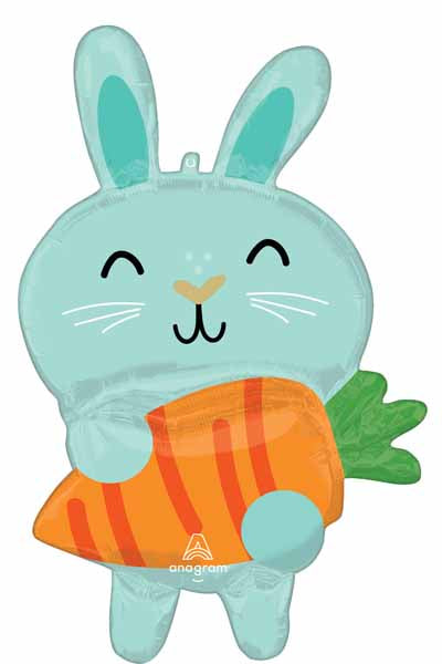 Minty Bunny with Carrot 34-Inch Foil Balloon