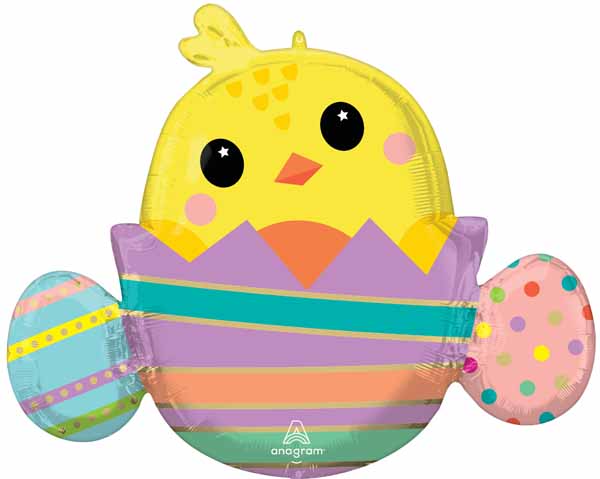 Chicky Striped Egg 31-Inch Easter Foil Balloon