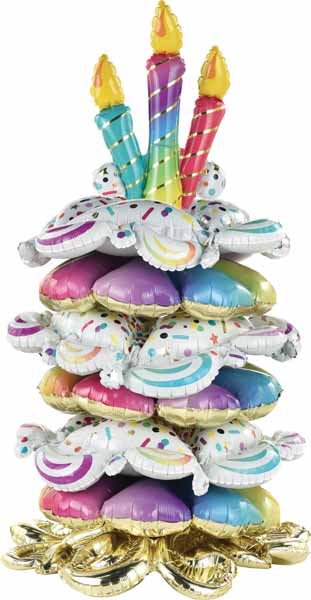 Birthday Cake Stacker Foil Balloon, 46 Inch