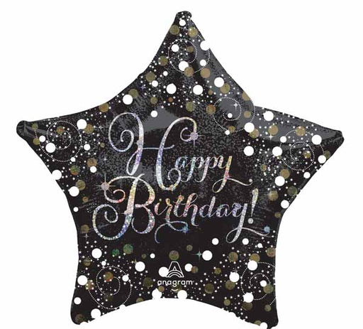 Sparkling Happy Birthday Star Foil Balloon, 28 Inch