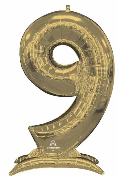 White Gold Number 9 Stand-Up Foil Balloon