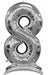 Silver Number 8 Stand-Up Balloon, 50 Inch