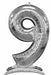 Silver Number 9 Stand-Up Balloon, 50 Inch