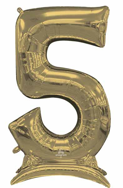 White Gold Number 5 Stand-Up Balloon, 50-Inch Series