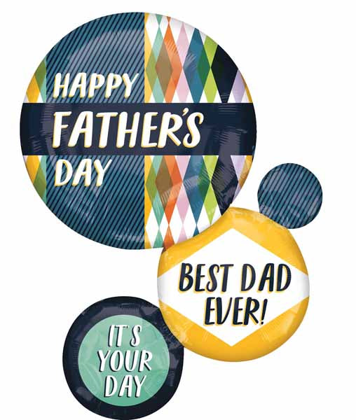 Happy Father's Day Retro Circles 28" Foil Balloon