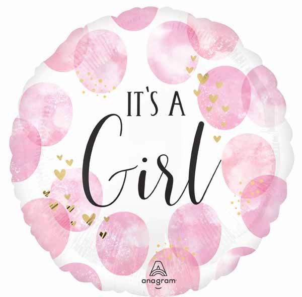 Baby Girl Watercolor 18-Inch Round Foil Balloon