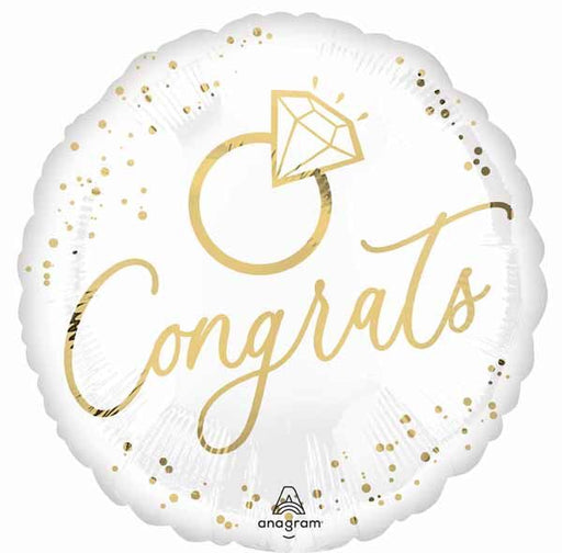 White Gold Wedding 18-Inch Round Foil Balloon