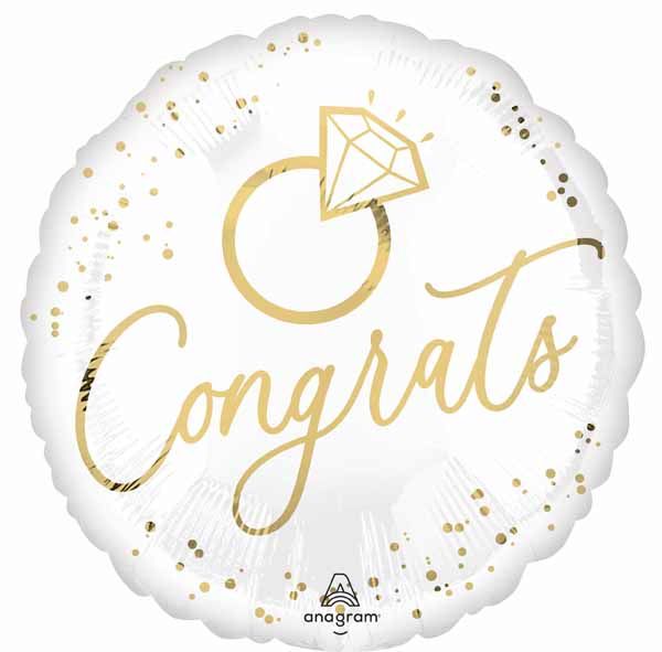 White Gold Wedding 18-Inch Round Foil Balloon