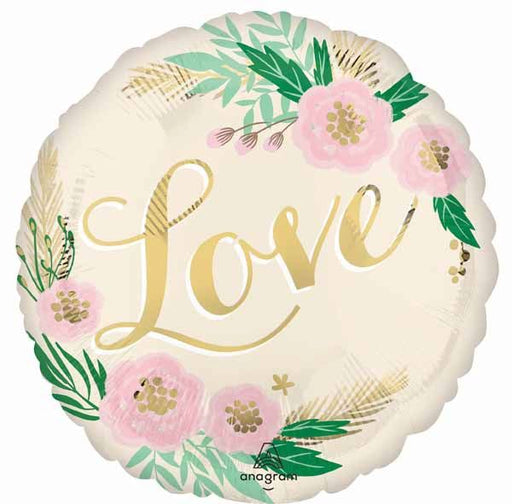 Natural Wedding Love 18" Round Foil Balloon