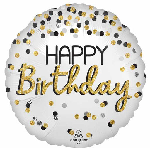 BLK SILVER GOLD HBD 18" HX S40 PKG