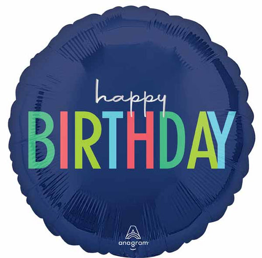 Modern Happy Birthday 18-Inch Round Foil Balloon