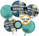 Father's Day Retro Renew Foil Balloon Bouquet, 5 Pieces