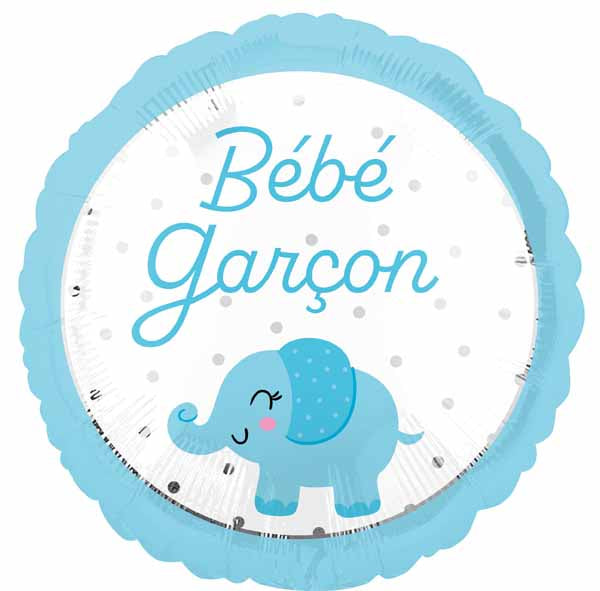 Bébé Garçon Elephant 18-Inch Round Foil Balloon