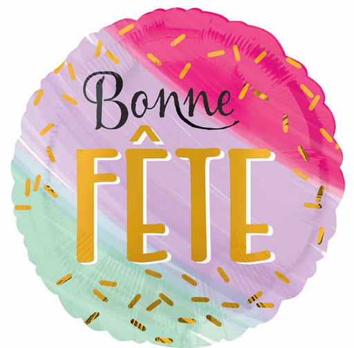 Bonne Fête Watercolor Jumbo Round Foil Balloon