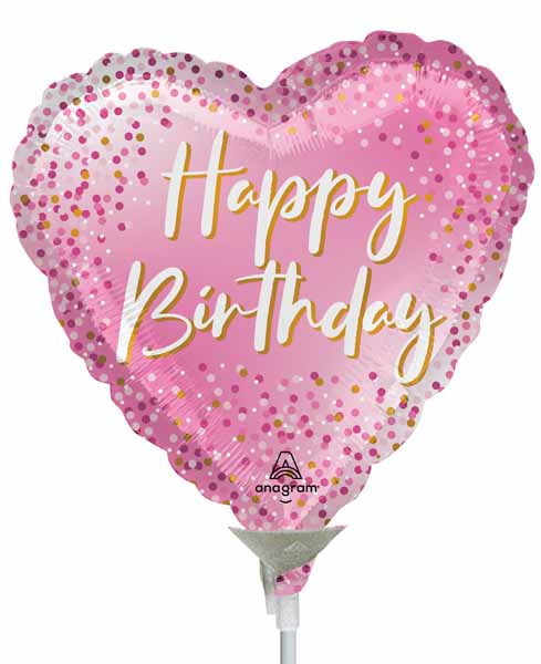 Happy Birthday Sparkle 9" Heart Foil Balloon