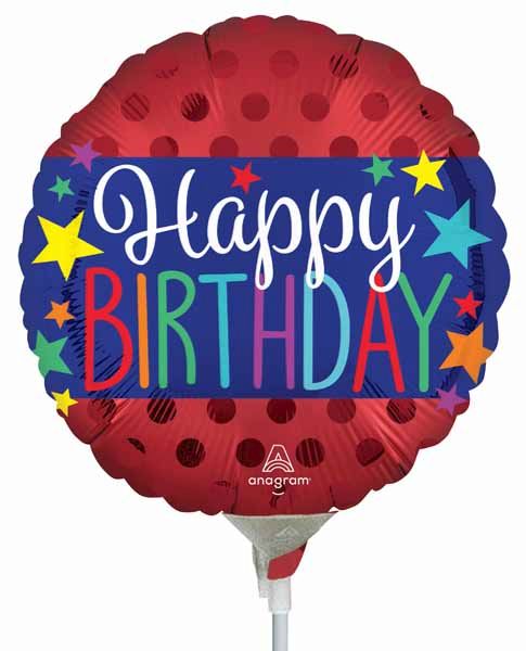 Satin Happy Birthday Banner 9-Inch Round Foil Balloon