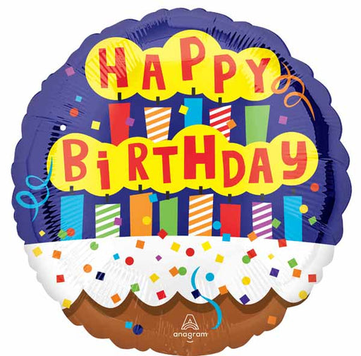 Happy Birthday Candles 18-Inch Round Foil Balloon