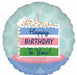 Satin Happy Birthday Cake 18-Inch Round Foil Balloon