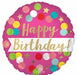 Pink Confetti Happy Birthday 18-Inch Round Foil Balloon
