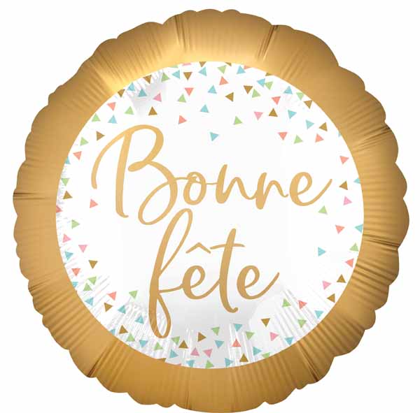 Bonne Fête Confetti 18-Inch Round Foil Balloon