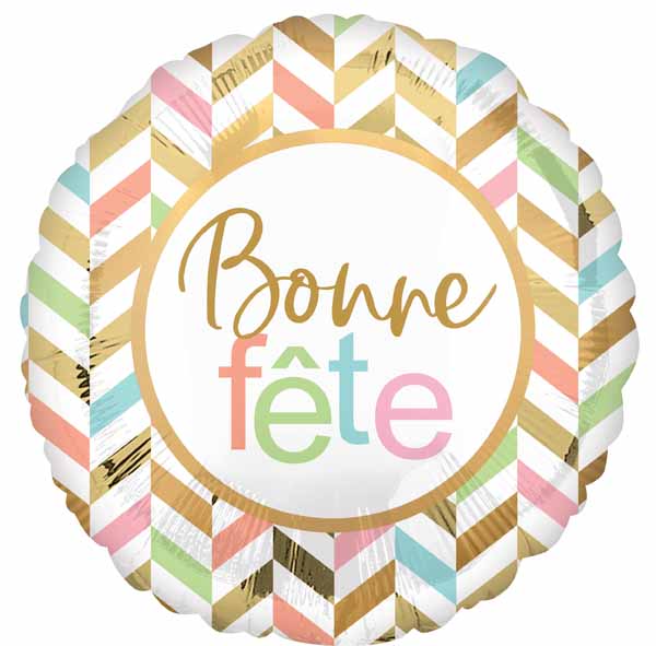 Bonne Fête Pastel Jumbo Round Foil Balloon