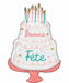 Bonne Fête Cake Shaped Foil Balloon, 28 Inch
